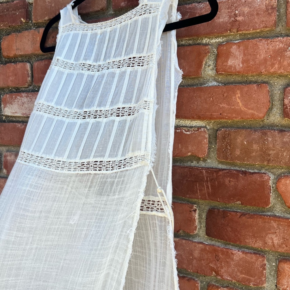 Boho White Lace Trim Open Side Sleeveless Tunic Cover Up Vest - Picture 3 of 9